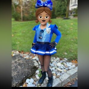 Vibrant Blue Cop Costume with Bow
